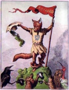 Renart the fox, drawn by Ernest Griset, from a children's book published in 1869. This image (or other media file) is in the public domain because its copyright has expired.